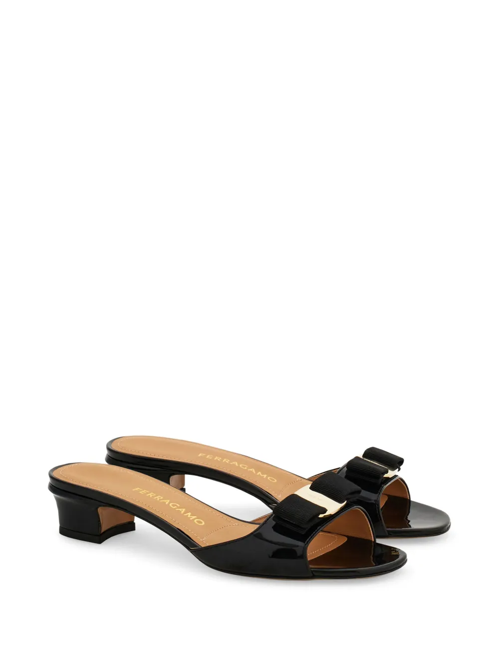 Ferragamo Vara slippers met strik Zwart
