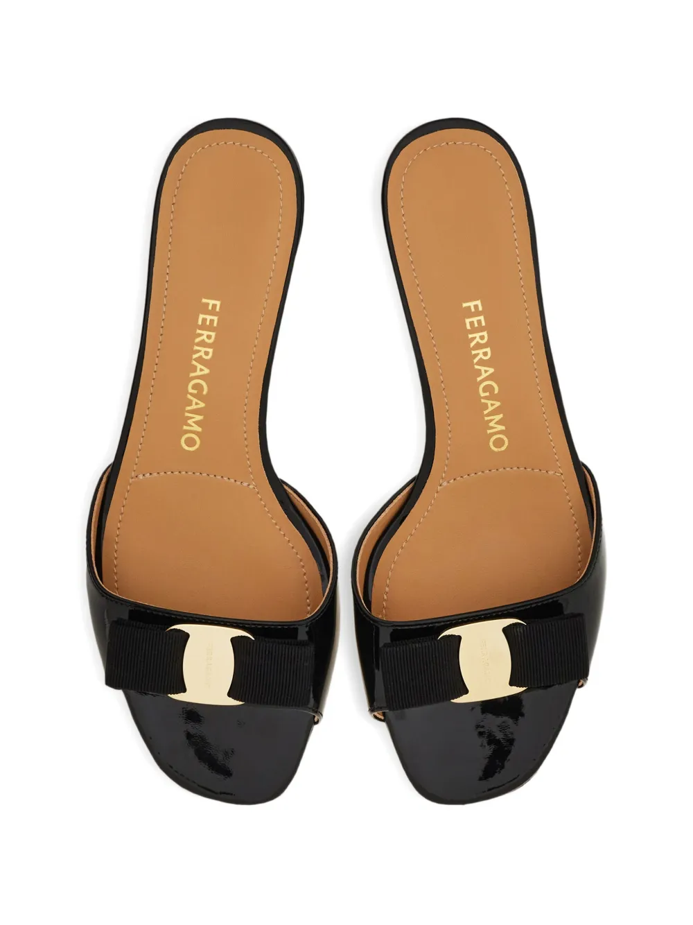 Ferragamo Vara slippers met strik Zwart