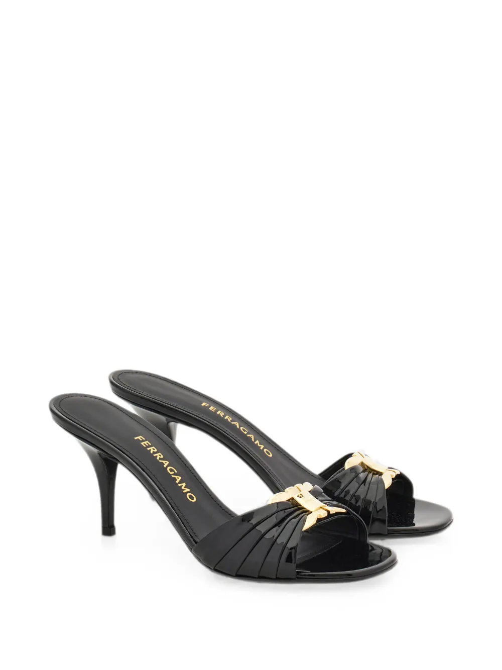 Ferragamo Slippers met Gancini-detail Zwart