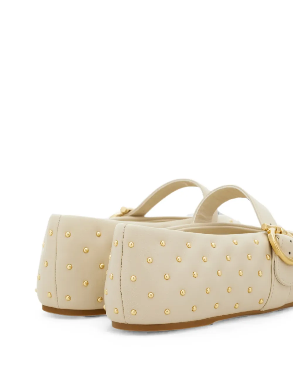 Ferragamo Gancini ballerina's met gesp en studs Beige