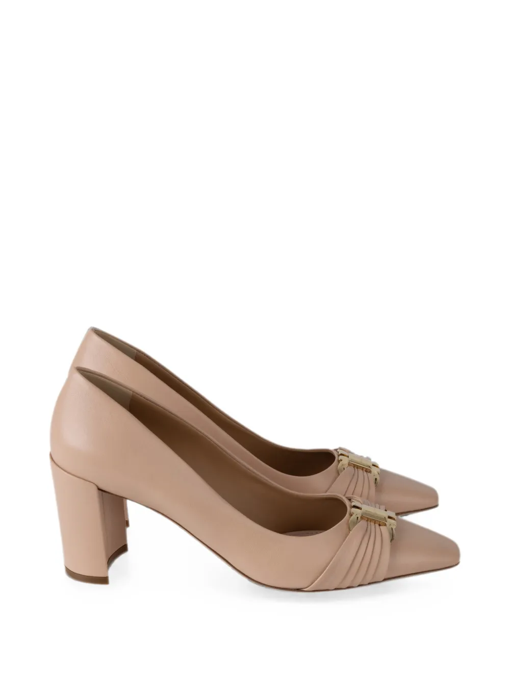 Ferragamo Gancini ornament pumps with bock heels - Pink