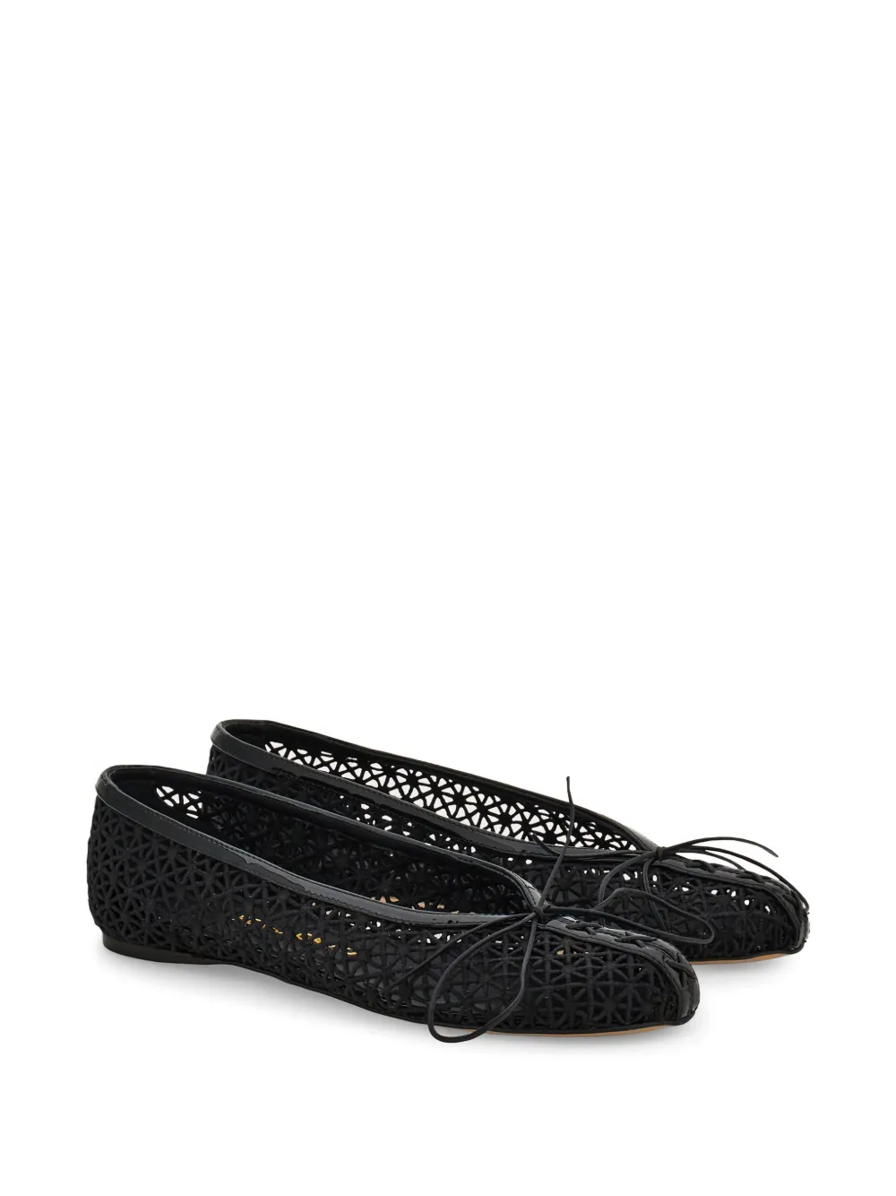 Ferragamo Macramé ballerina's met kant Zwart