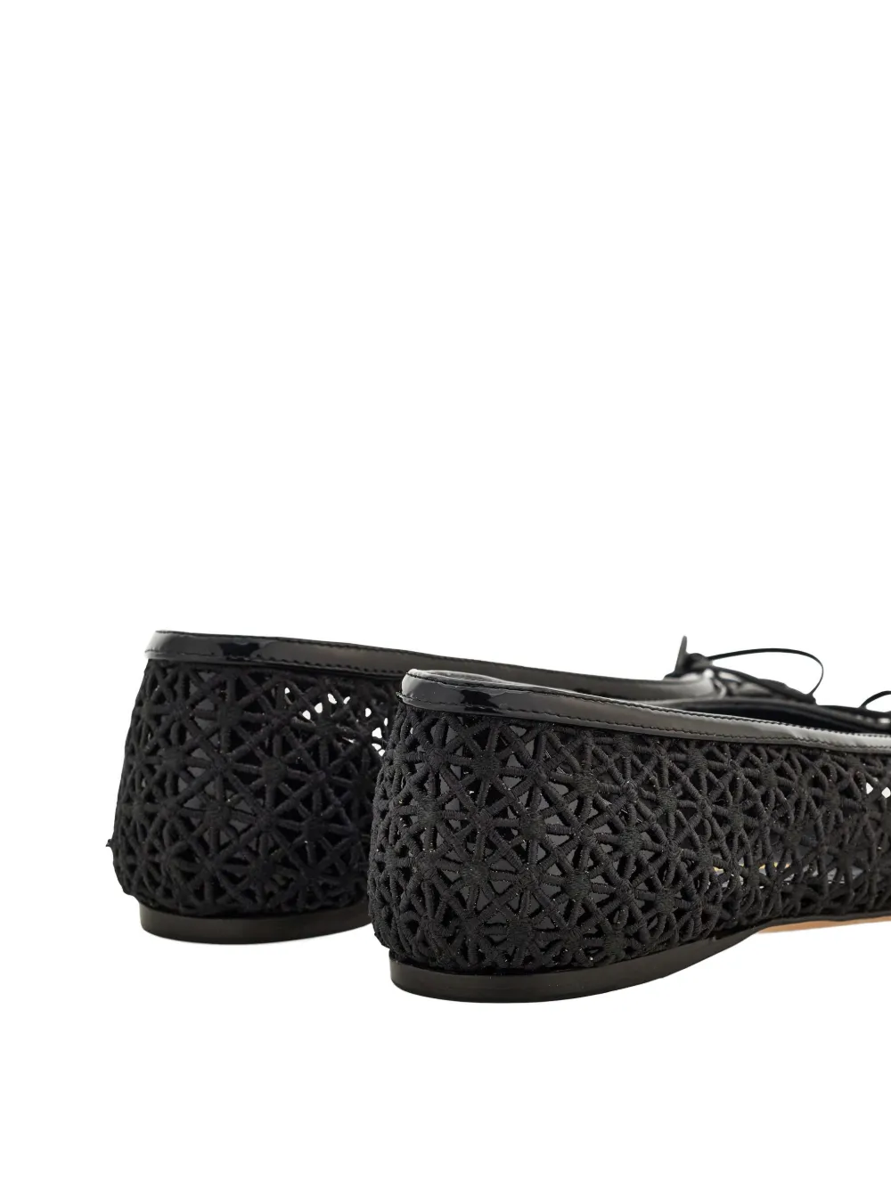 Ferragamo Macramé ballerina's met kant Zwart