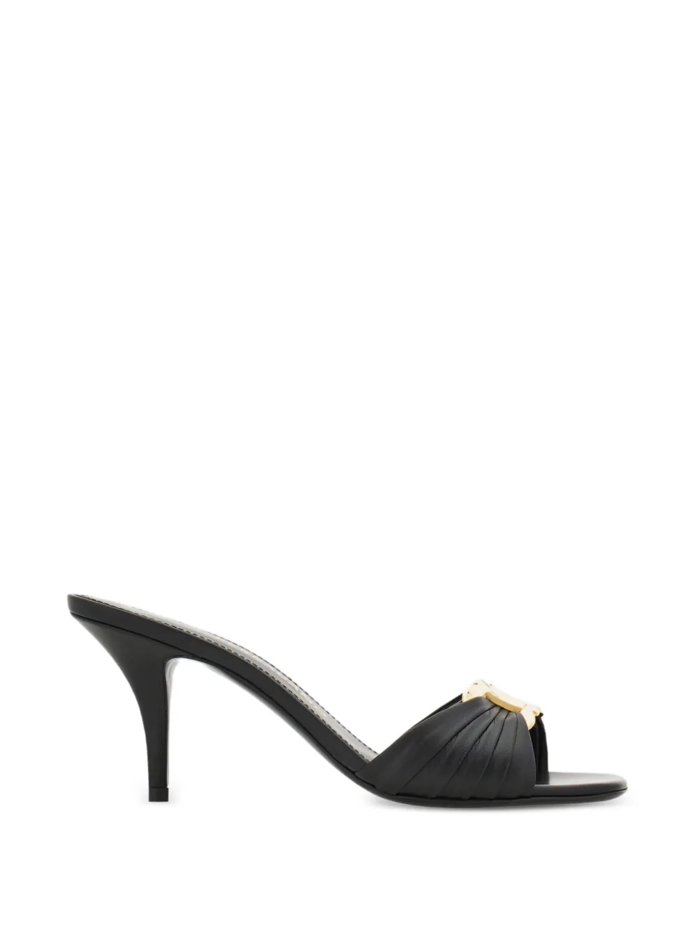 Ferragamo Gancini-plaque ruched sandals - Black