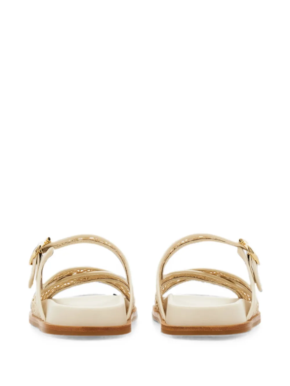 Ferragamo Gancini buckle crossover slides Beige