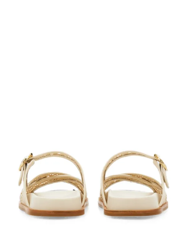 Salvatore Ferragamo(6.5)サンダル/ベージュ/フェミニン Ferragamo Gancini Buckle Crossover Slides | Neutrals | FARFETCH