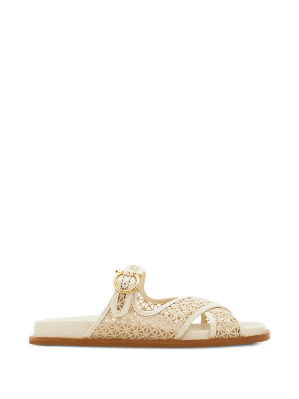 Ferragamo Gancini buckle crossover slides - Neutrals