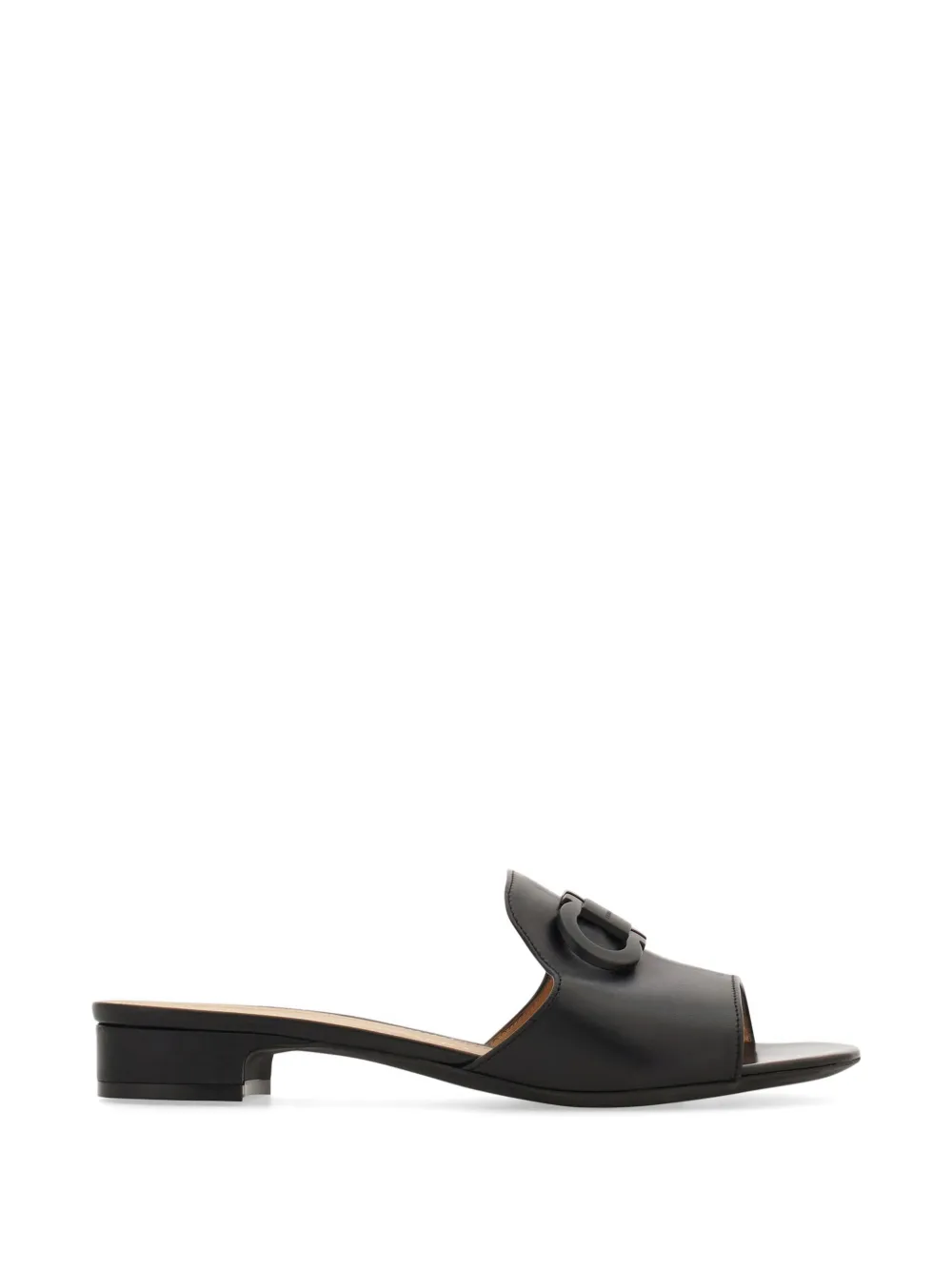 Ferragamo Gancini ornament slides Zwart