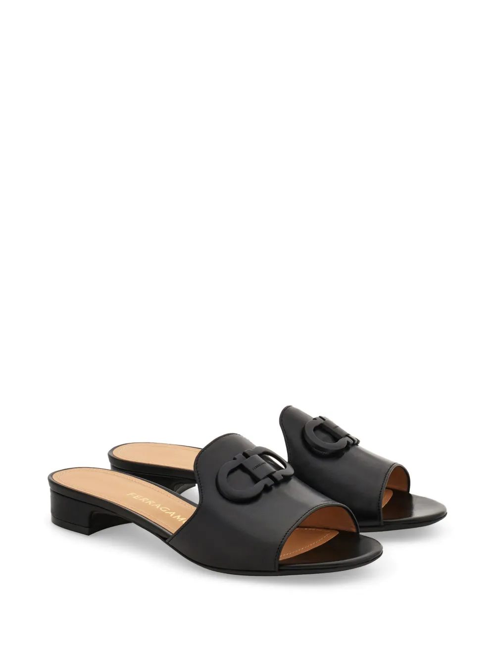 Ferragamo Gancini ornament slides Zwart