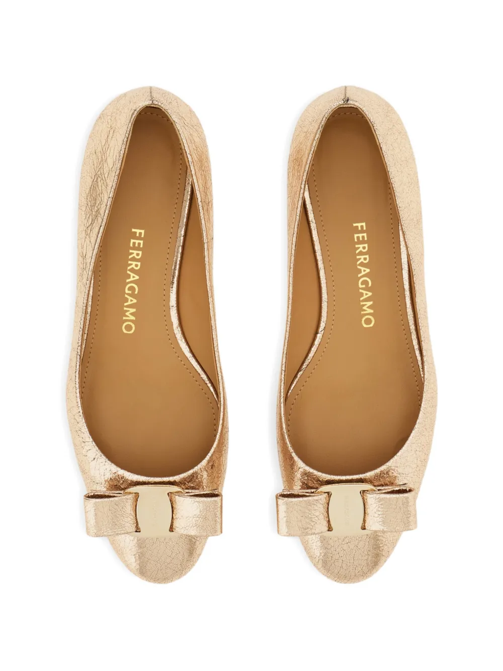 Ferragamo Vara ballerina's met strik Goud