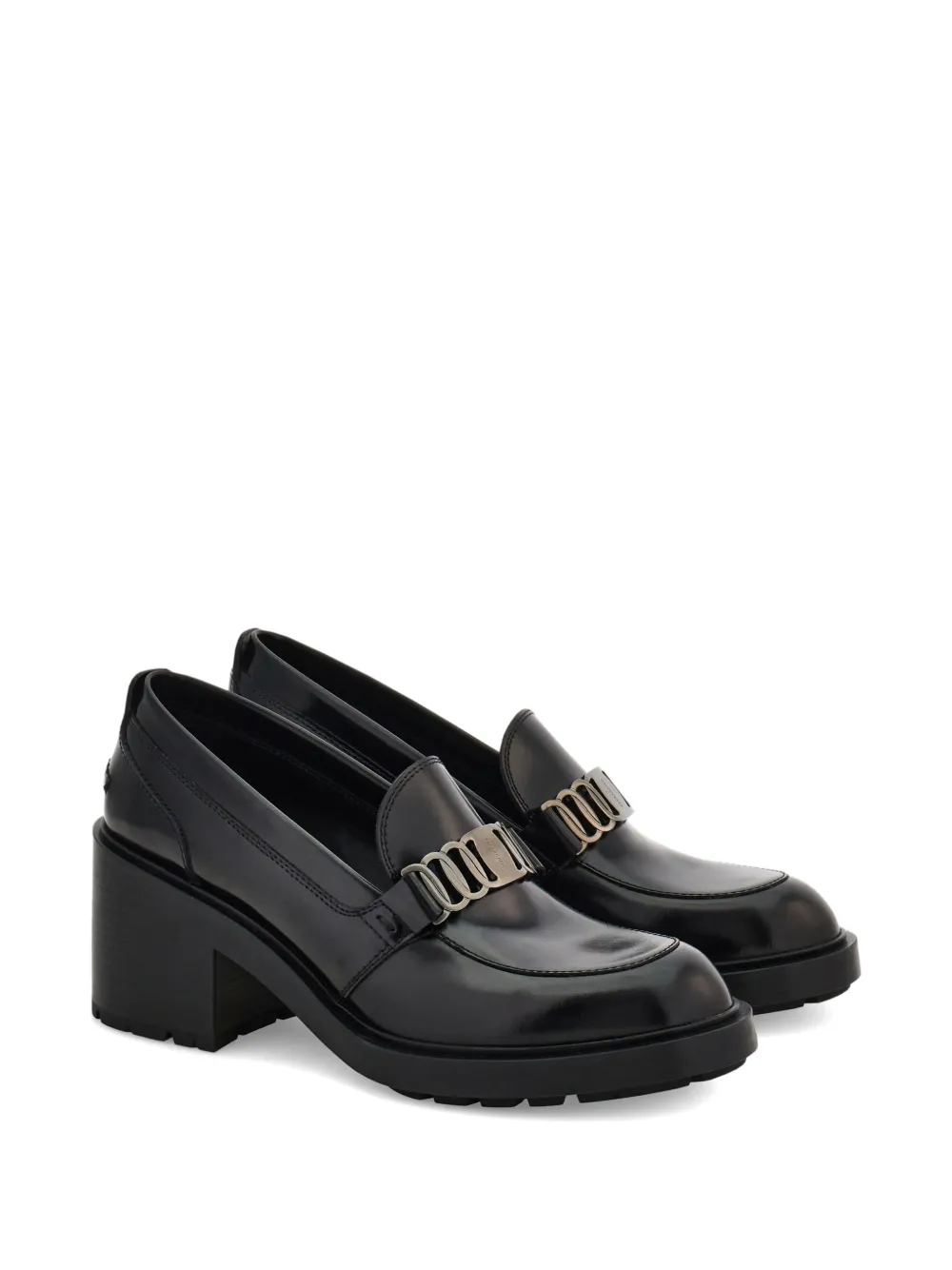 Ferragamo Vara loafers met ketting Zwart
