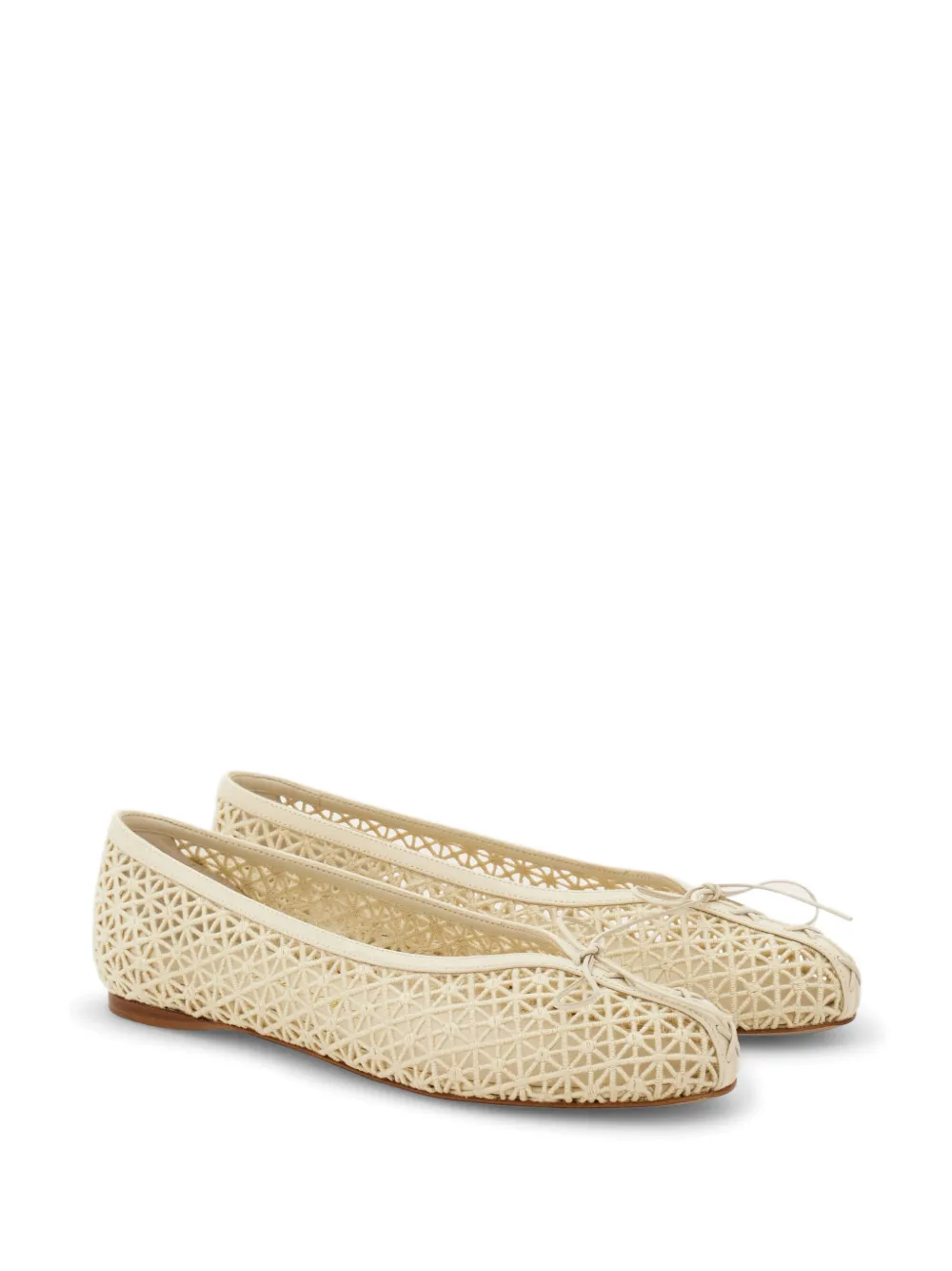 Ferragamo Macramé ballerina's met kant Beige