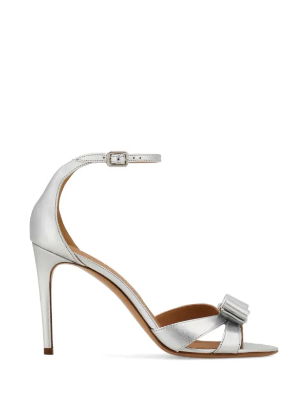Ferragamo Vara Bow Sandals in Silver