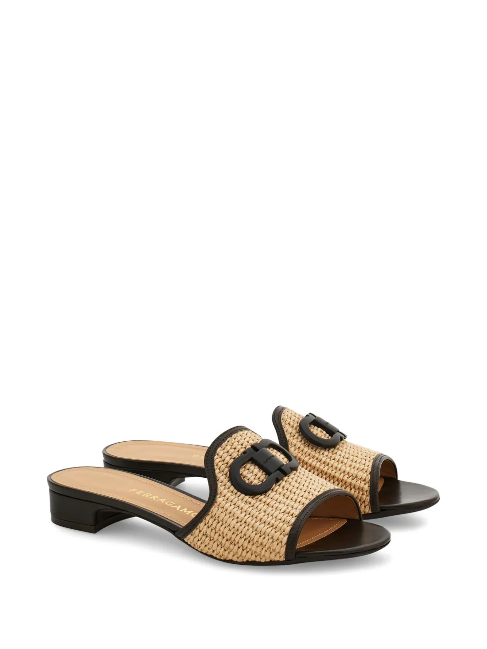 Ferragamo Gancini ornament low-heel slides Bruin