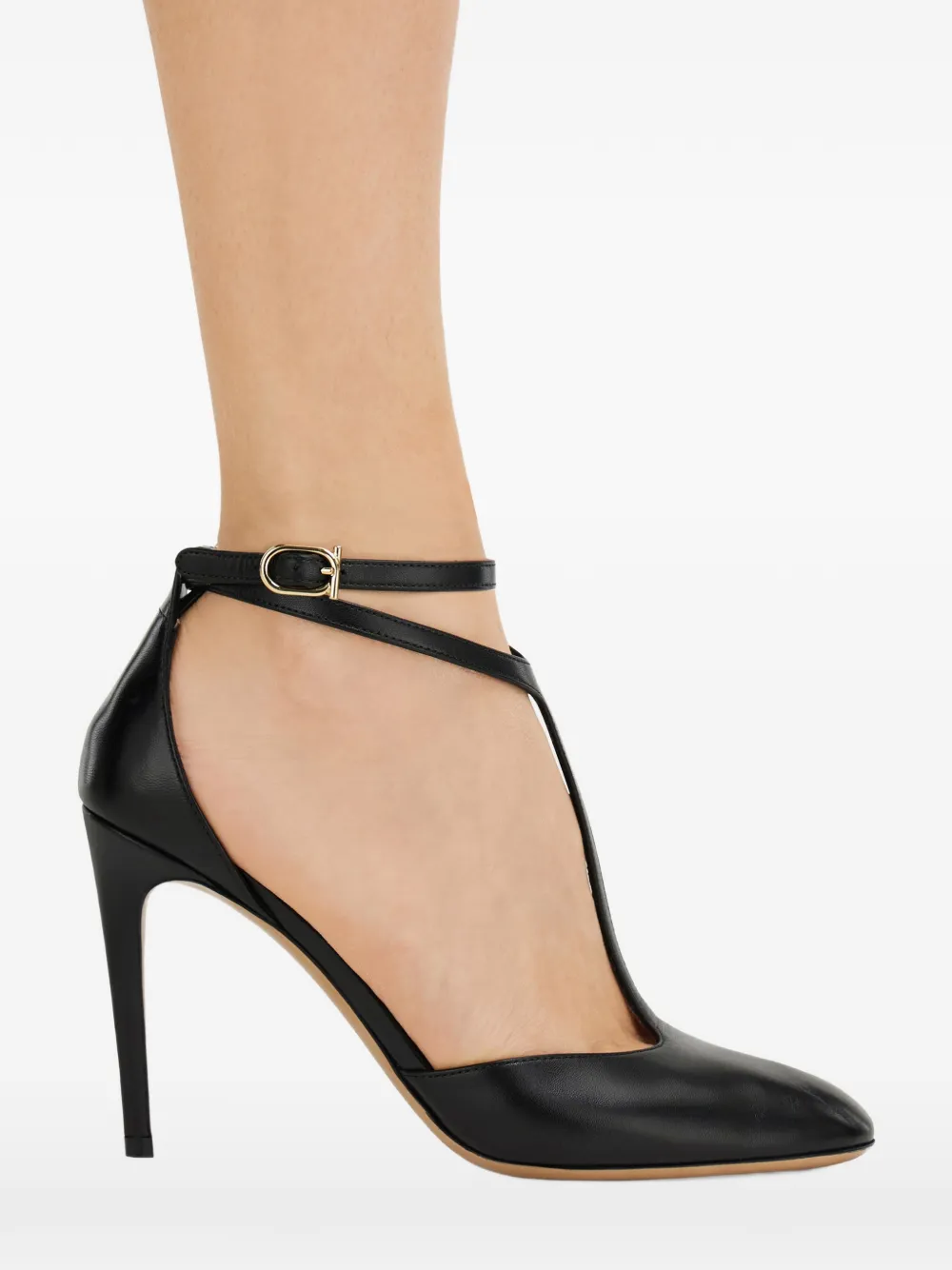 Ferragamo T-strap stiletto pumps Zwart