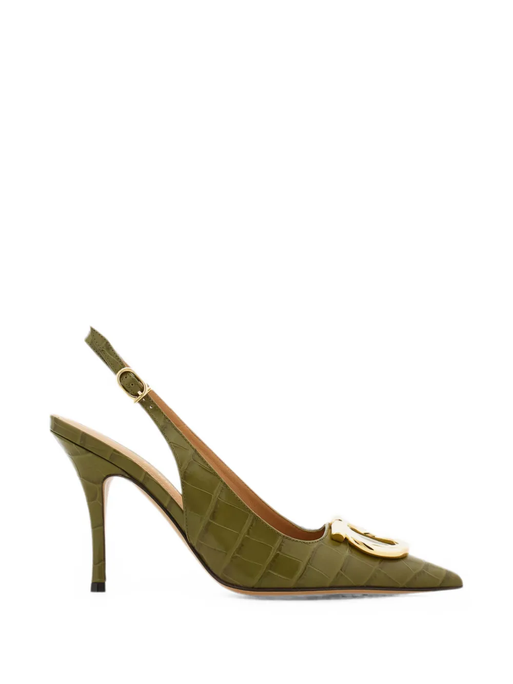 Ferragamo maxi Gancini slingback pumps Groen