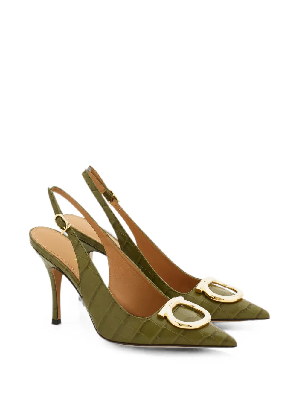 Ferragamo maxi Gancini slingback pumps Groen