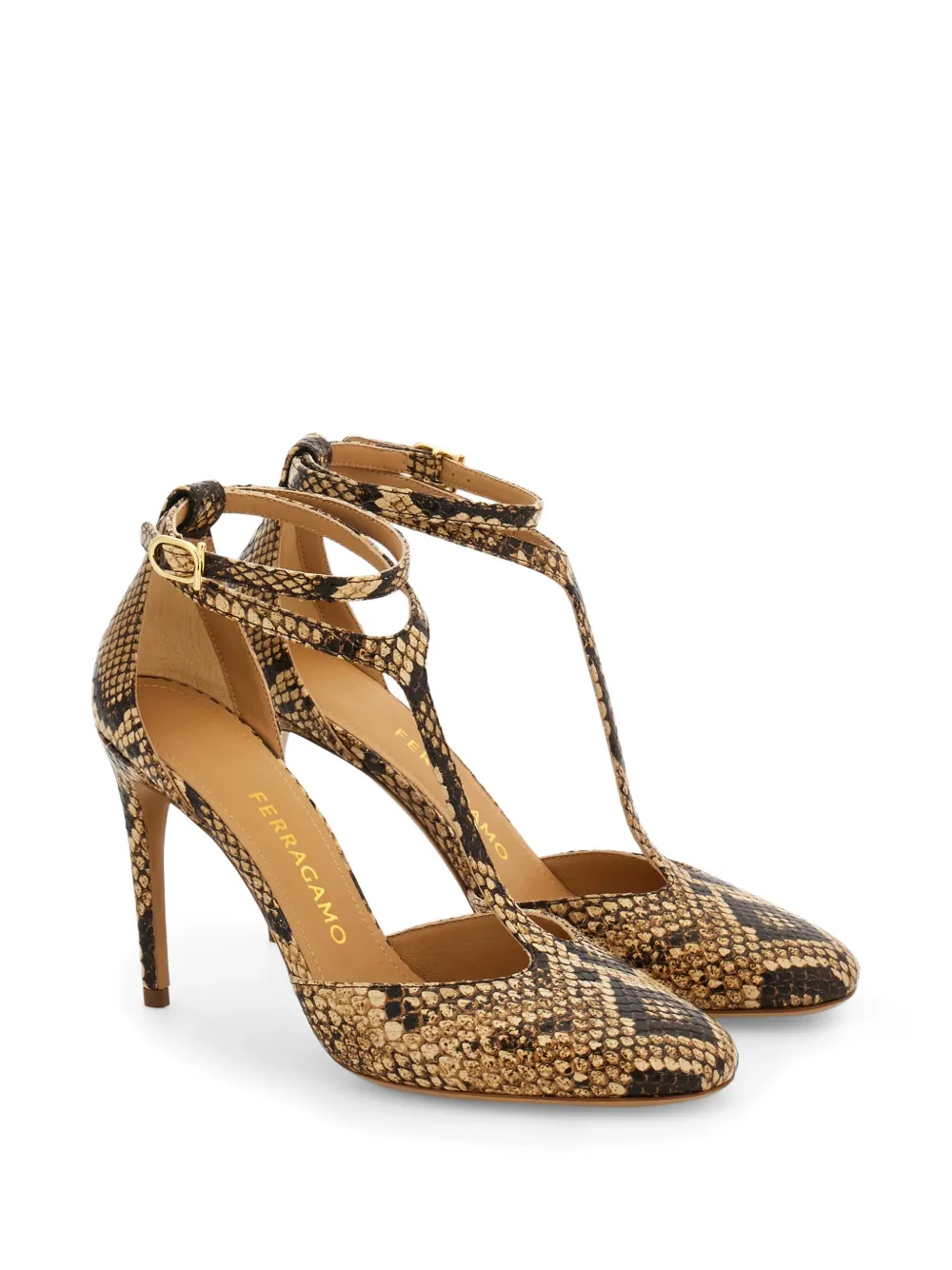 Ferragamo T-strap stiletto pumps Beige
