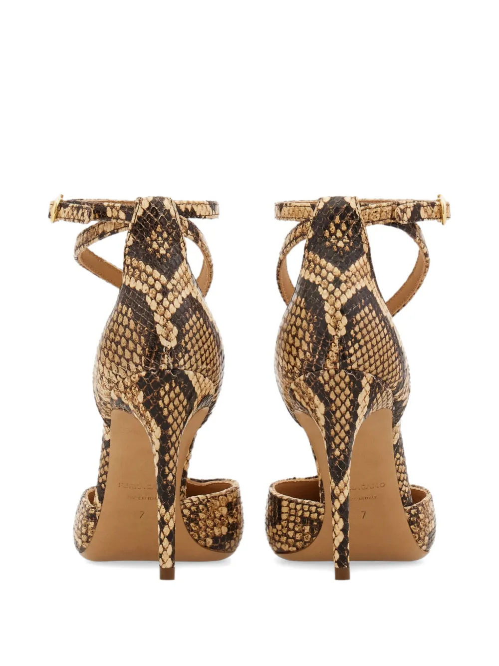 Ferragamo T-strap stiletto pumps Beige