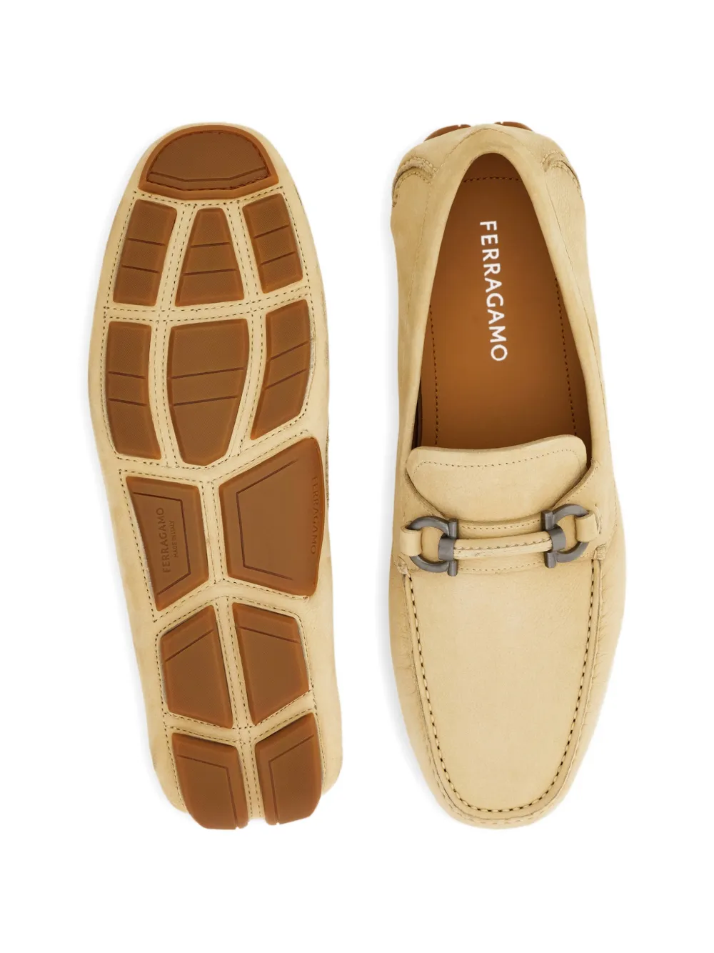 Ferragamo Gancini verfraaide loafers Beige