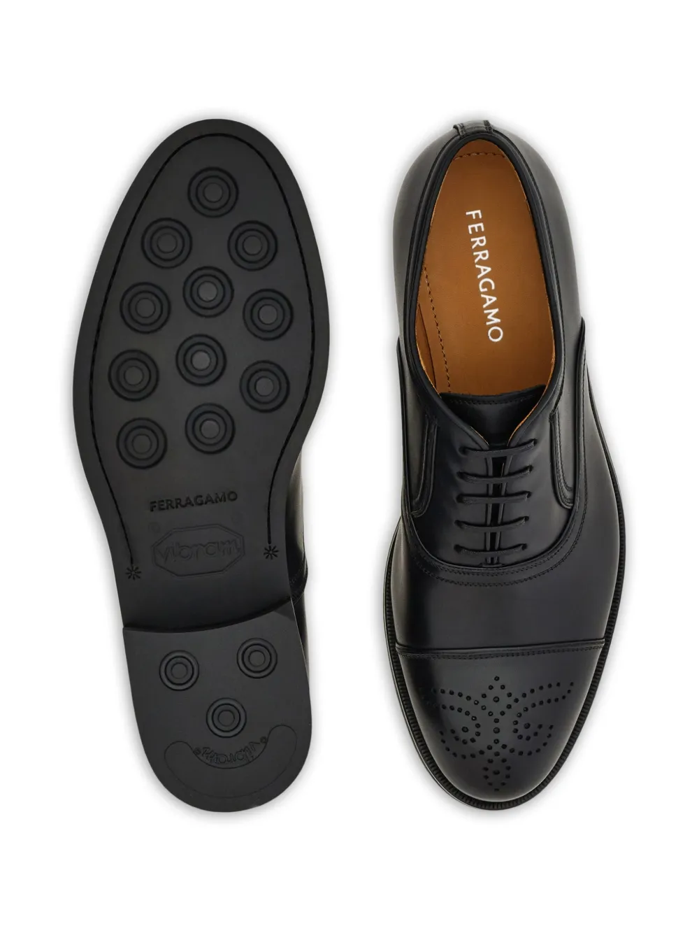 Ferragamo Oxford schoen met brogue-detail Zwart