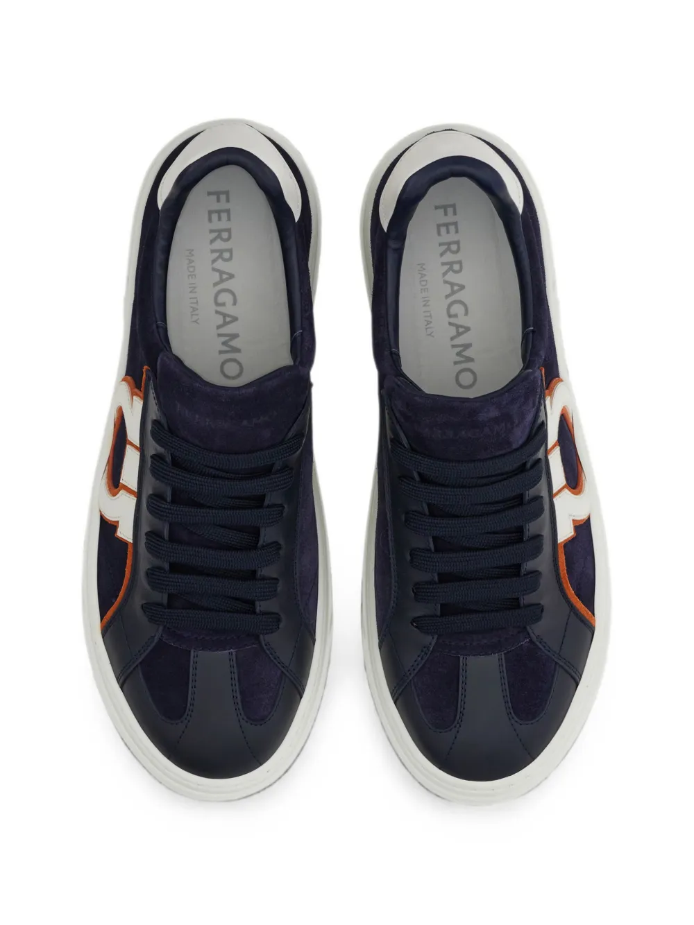 Ferragamo Gancini sneakers met vlakken Blauw