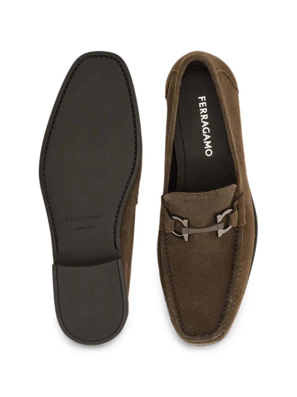 Ferragamo Gancini ornament moccasins Bruin
