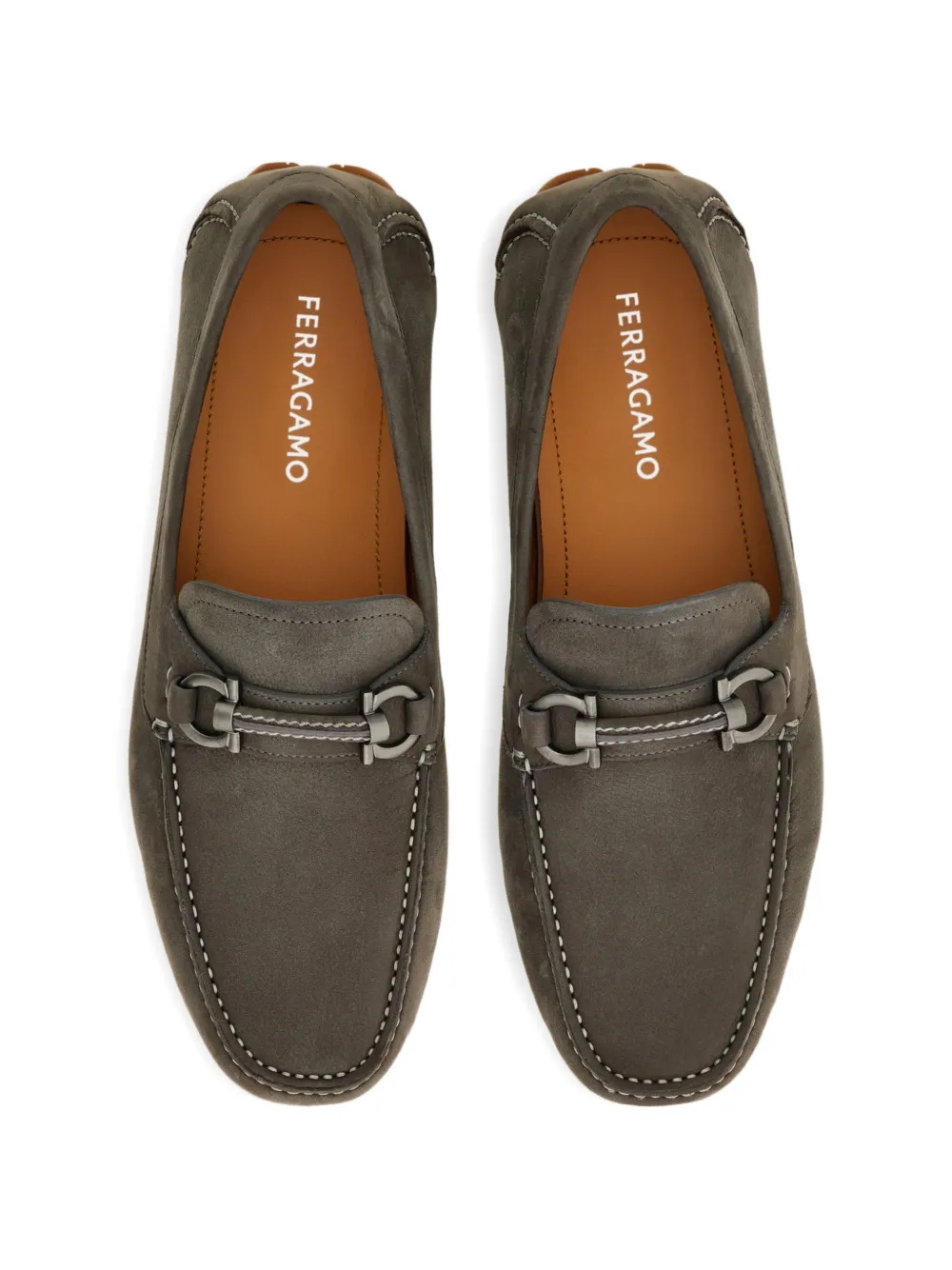 Ferragamo Gancini verfraaide loafers Grijs
