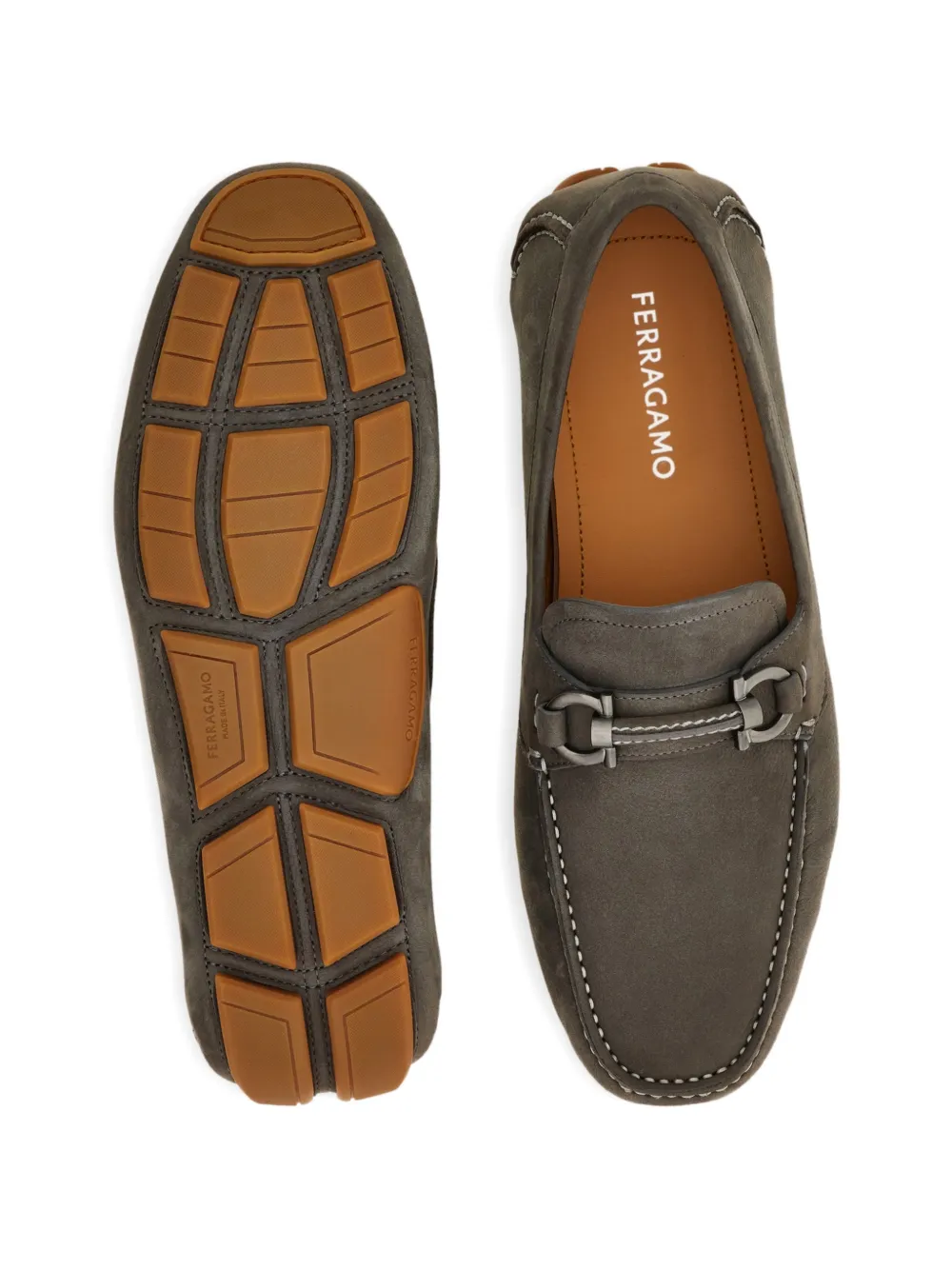 Ferragamo Gancini verfraaide loafers Grijs
