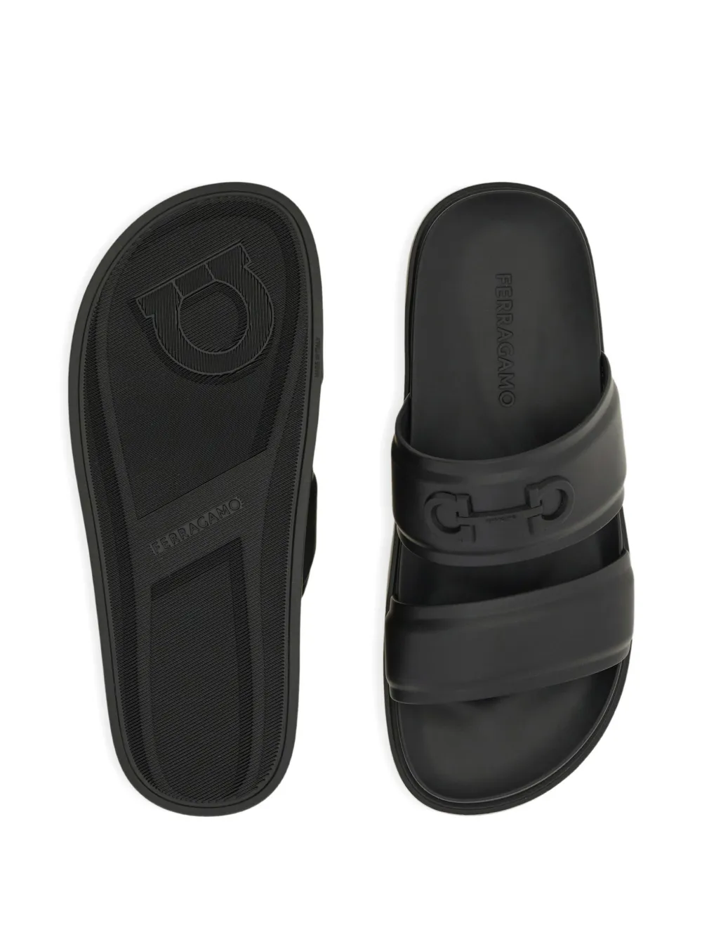 Ferragamo Gancini slippers Zwart