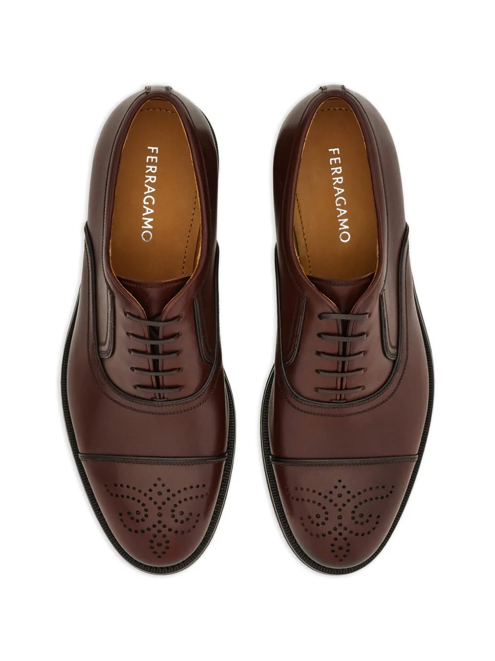 Ferragamo Oxford schoen met brogue-detail Bruin
