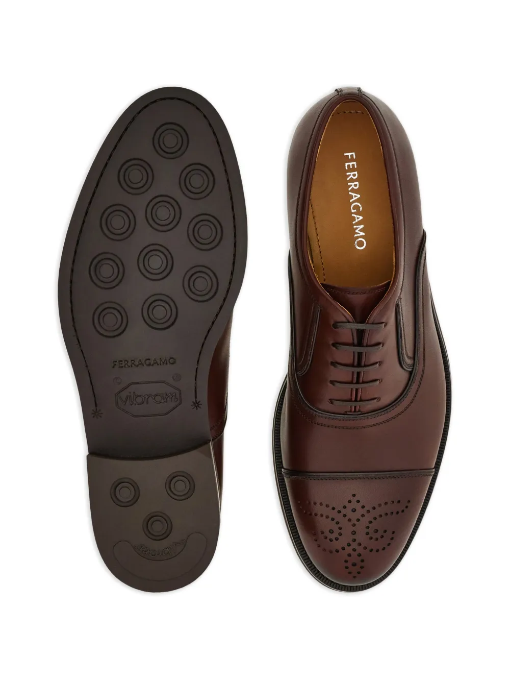 Ferragamo Oxford schoen met brogue-detail Bruin