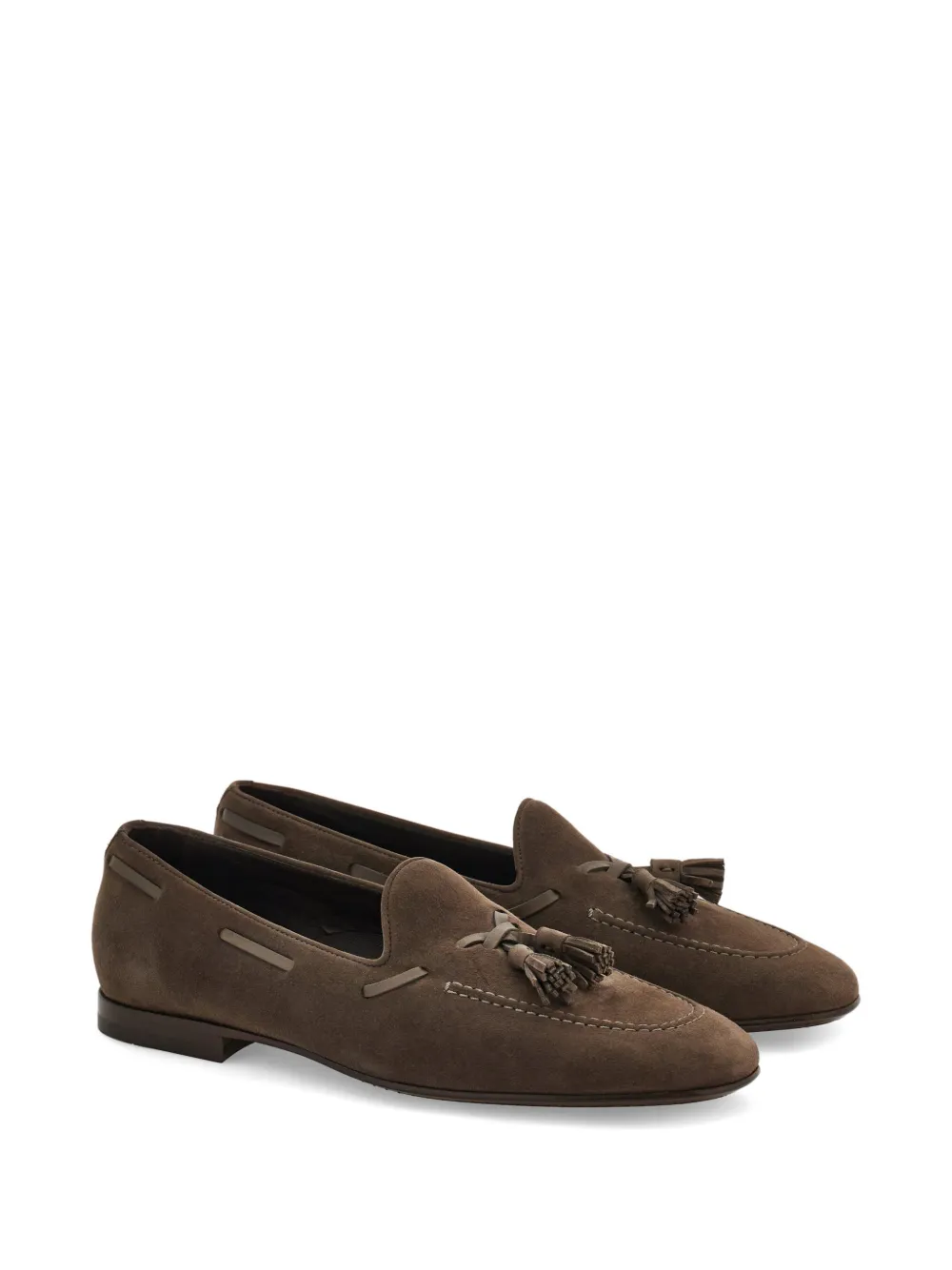 Ferragamo Suède loafers met kwastjes Bruin