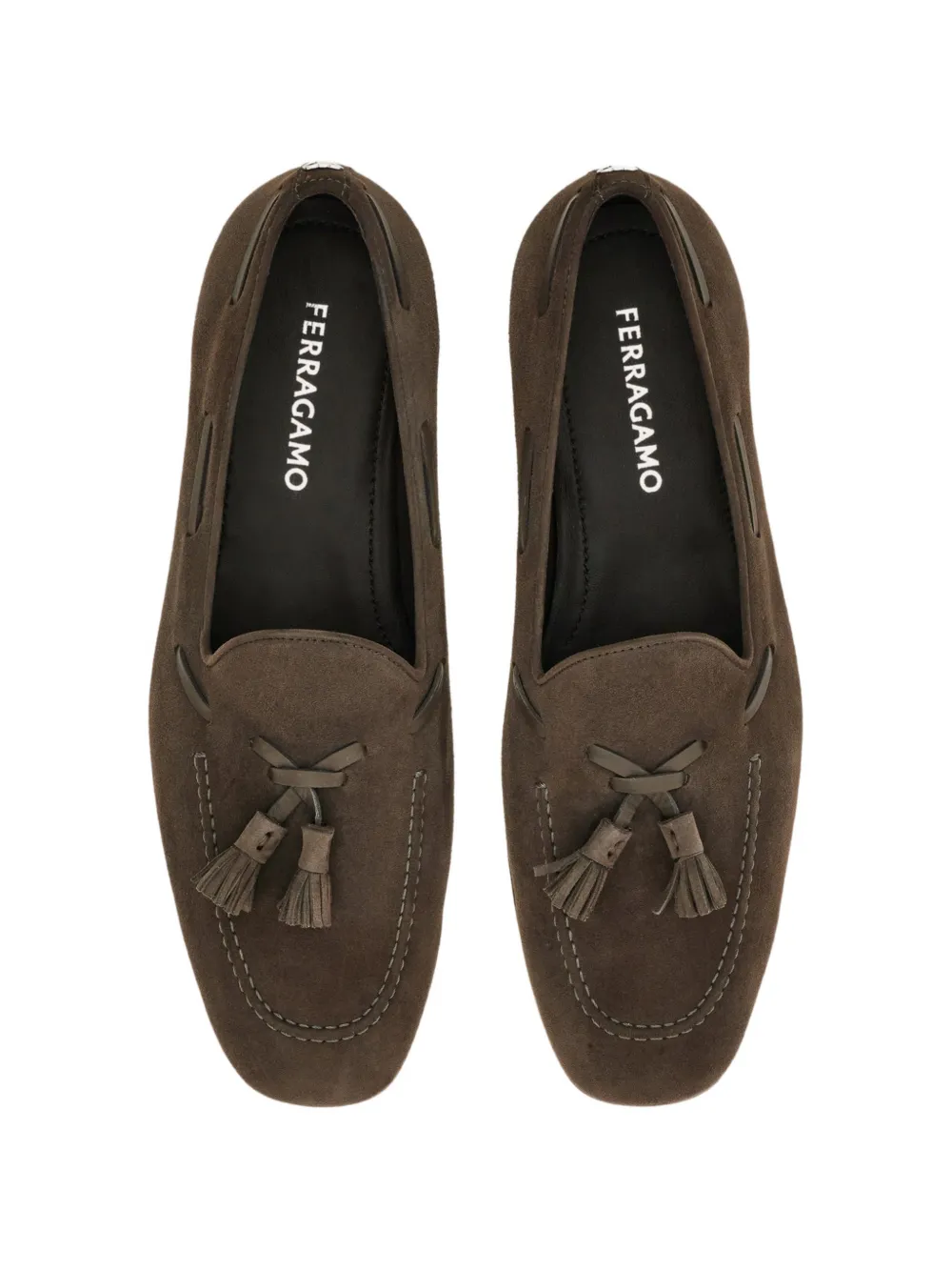 Ferragamo Suède loafers met kwastjes Bruin