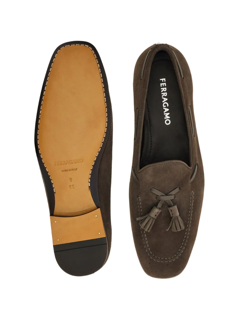 Ferragamo Suède loafers met kwastjes Bruin