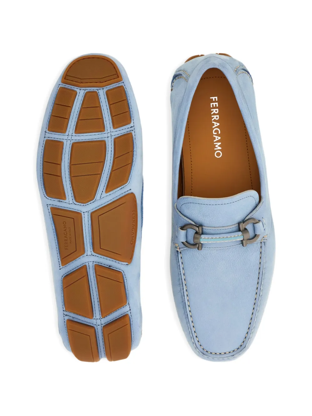 Ferragamo Gancini verfraaide loafers Blauw
