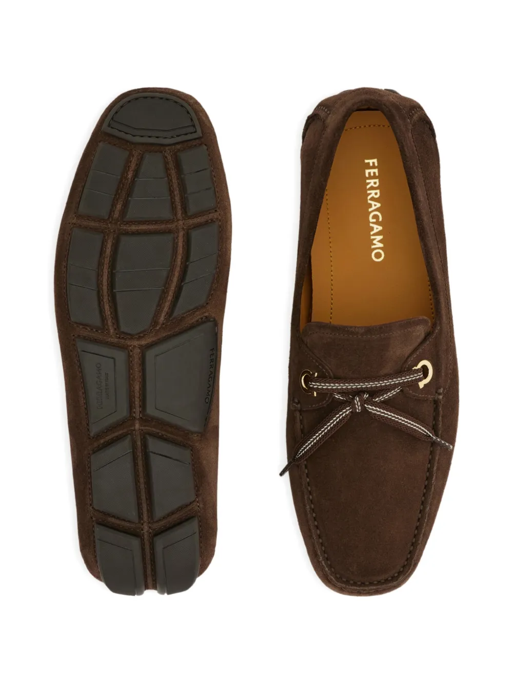 Ferragamo Loafers met veters Bruin