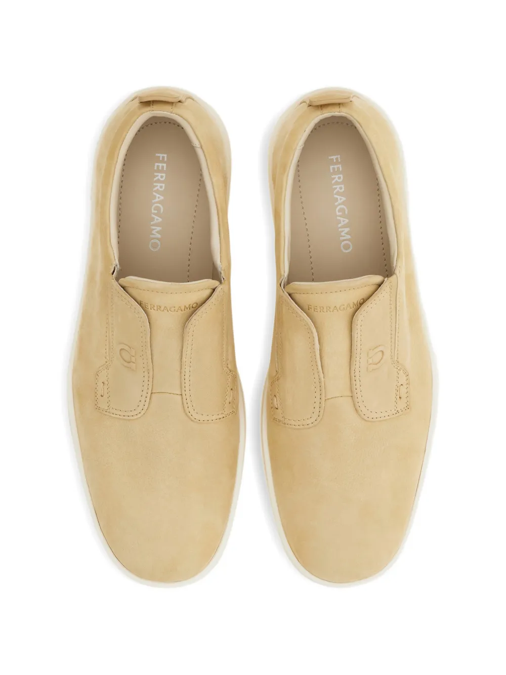 Ferragamo Leren sneakers met Gancini-detail Beige