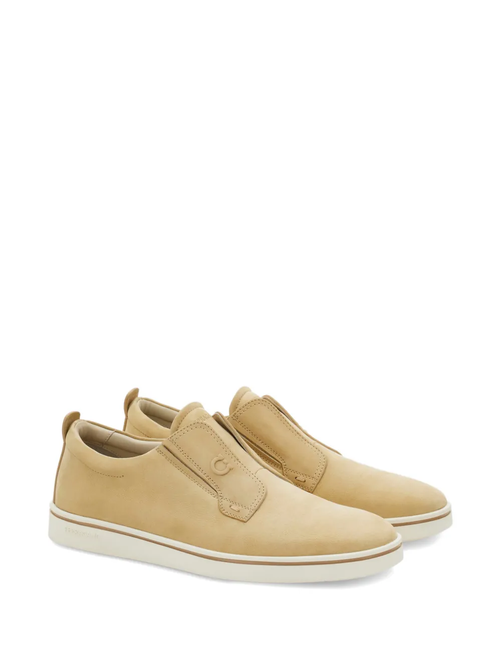 Ferragamo Leren sneakers met Gancini-detail Beige