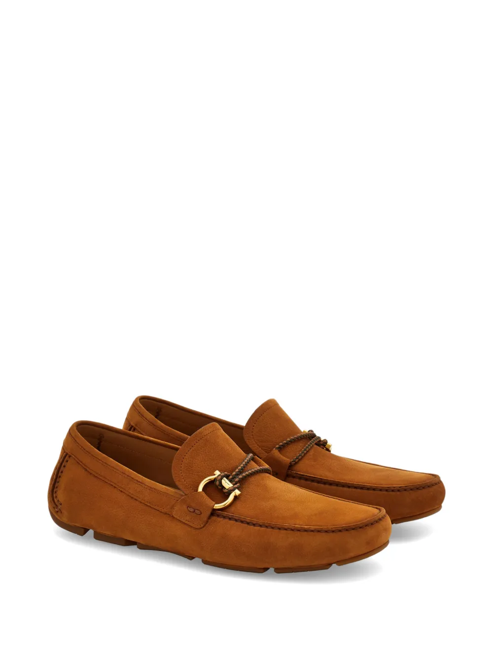 Ferragamo Gancini verfraaide loafers Bruin