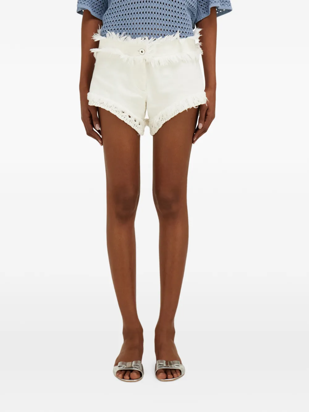 Ferragamo Denim shorts met gerafelde details Wit