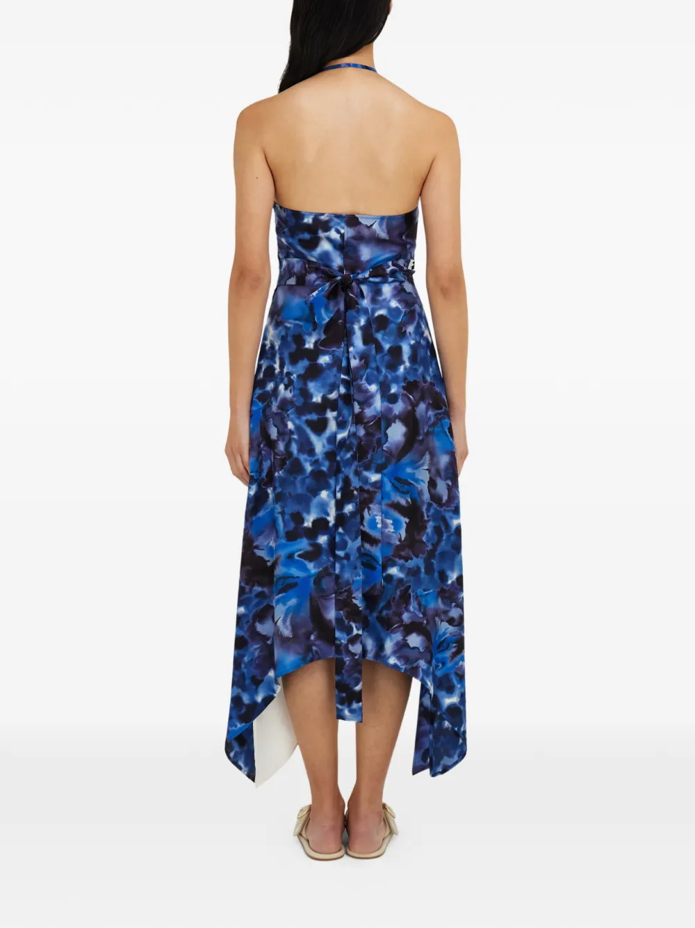Ferragamo Wikkeljurk met anjer-print Blauw