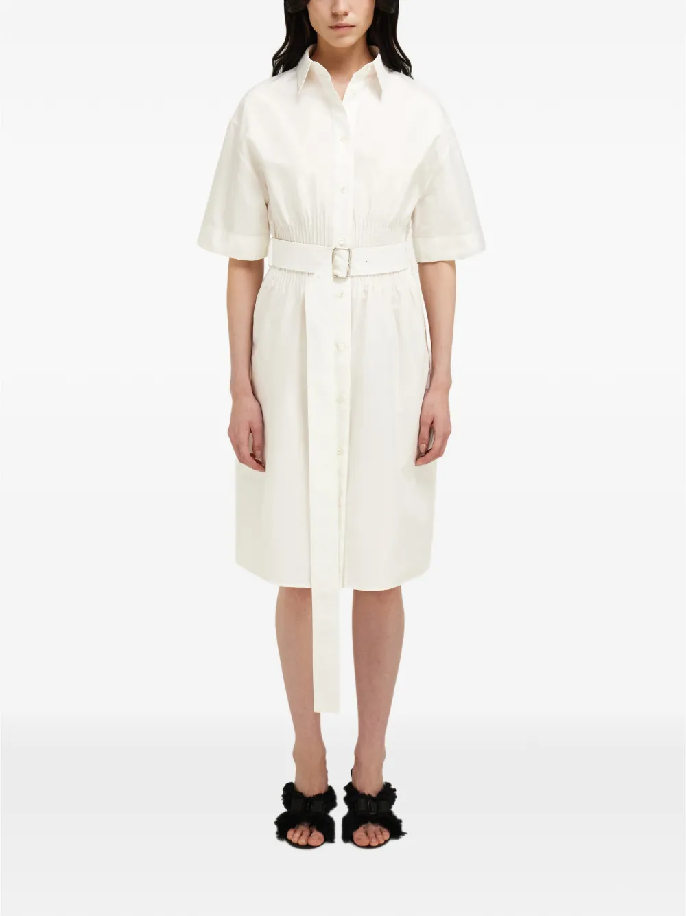 Ferragamo Zijden en katoenen blousejurk Wit