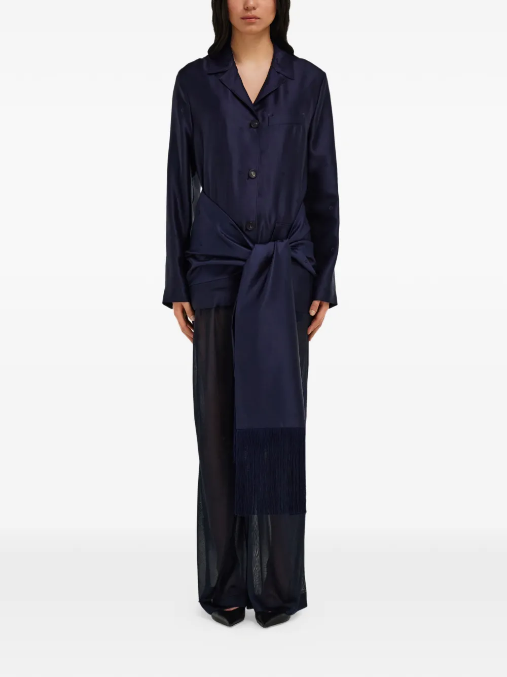 Ferragamo Sobrecamisa De Seda - Azul 