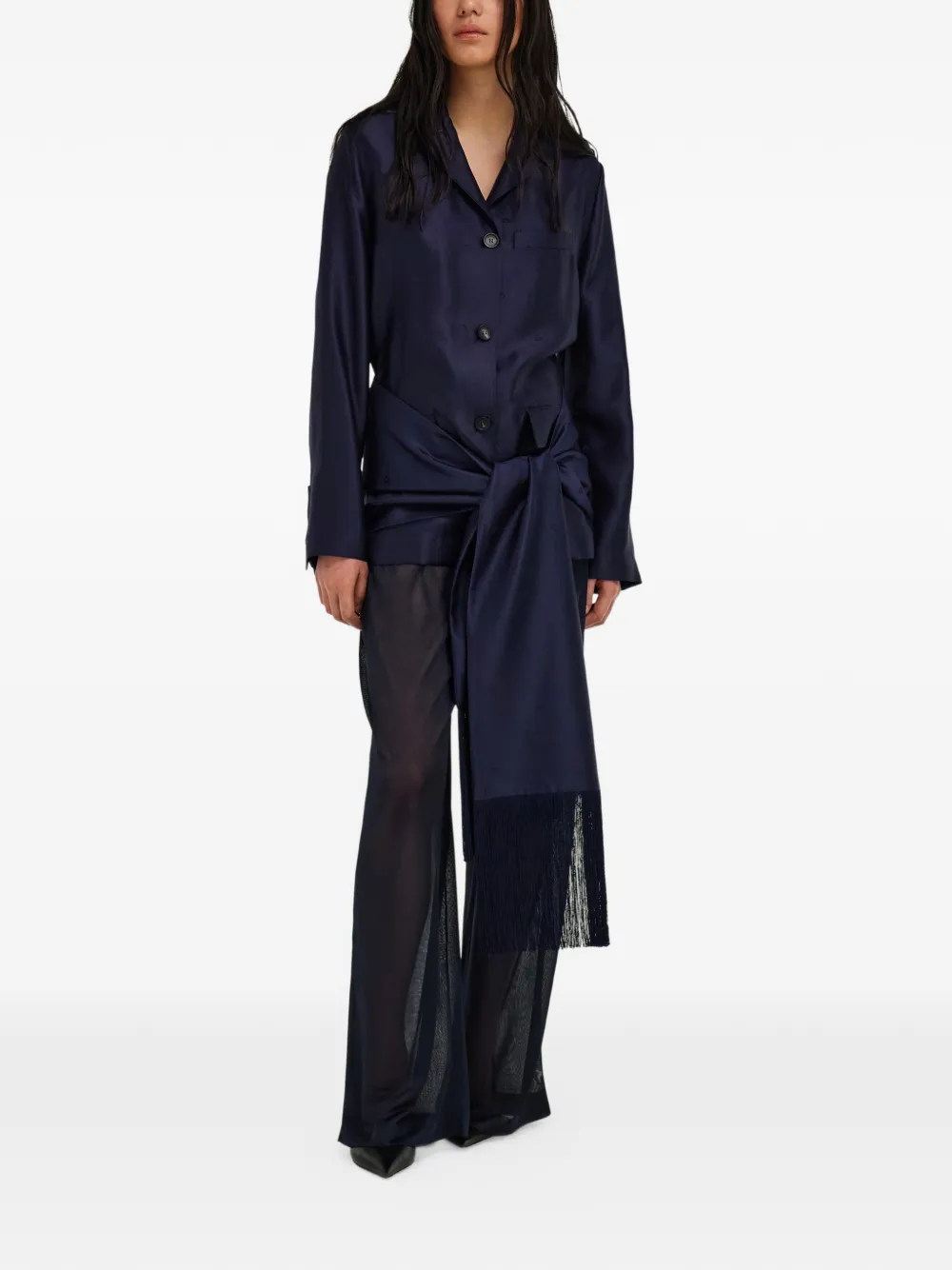  Ferragamo Sobrecamisa De Seda - Azul 