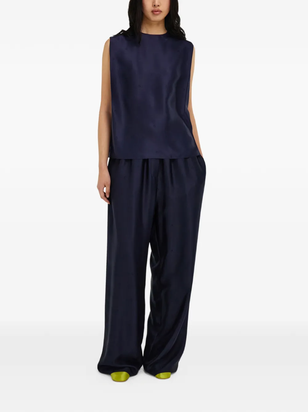  Ferragamo Pantalones De Seda - Azul 