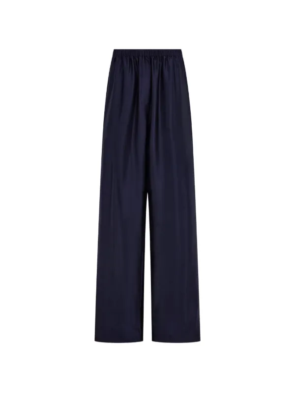 Ferragamo Silk Trousers in Blue