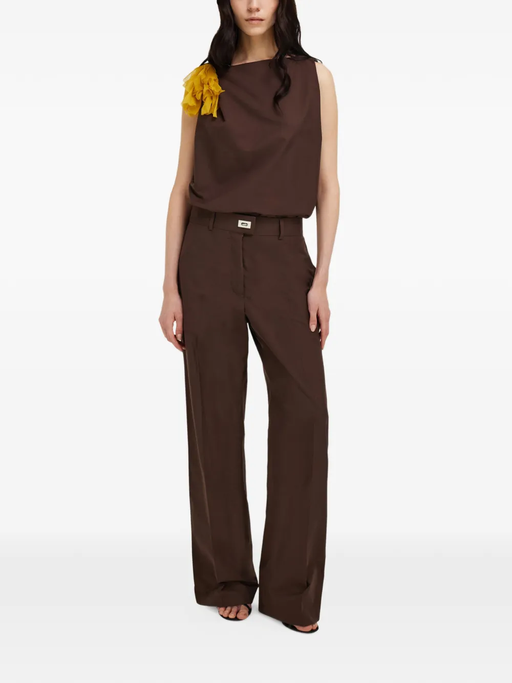 Ferragamo Pantalon met gancini-detail Bruin