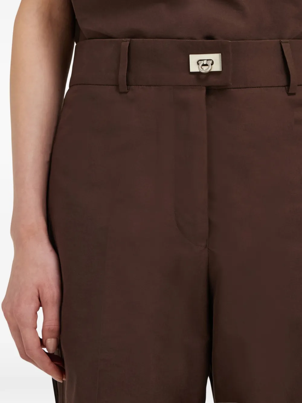 Ferragamo Pantalon met gancini-detail Bruin