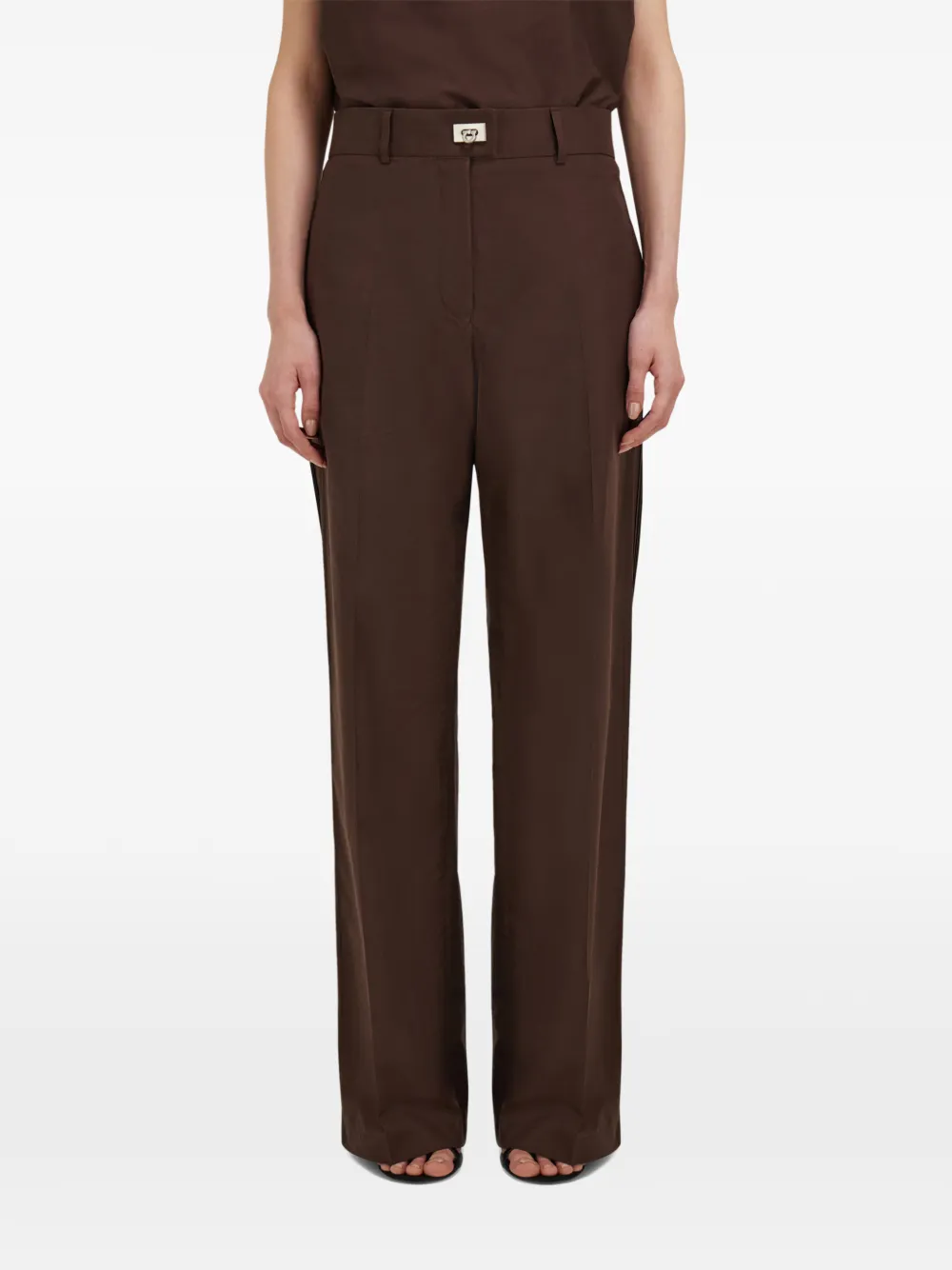 Ferragamo Pantalon met gancini-detail Bruin